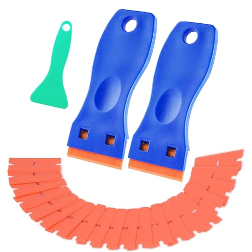 Mini Grattoir En Plastique Avec 20 Lames En Plastique, Grattoir En Plastique, 2 Pièces Verre Grattoir Vitrocéramique Plaquejeux, D'outils Anti-Rayures Pour Enlever La Colle, Les Autocollants
