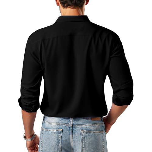 Dress Shirts for Men Big and Tall (Size XL-6XLT) Button Down Long Sleeve Tuxedo Shirts Business Casual Collared Shirt2