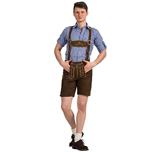 Gaudi-Leathers Herren Trachten Lederhose Jason Braun (Hellbraun 040), W37 (Herstellergröße: 50)