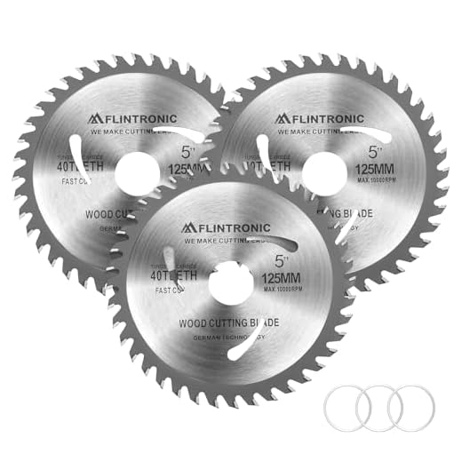Flintronic 3 Stück Sägeblatt 125mm für Winkelschleifer, sägeblatt Kreissägeblatt 125 x 22.2 mm, 40 Zähne Multi Material Feinschnitt, für Aluminium, Kupfer, NE-Metalle, Holz, Sperrholz, Kunststoff