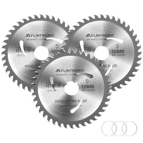 Flintronic 3pcs Lame de scie circulaire 125 x 22,2 mm, Disque à Tronçonner Meuleuse 125, 40 dents Coupes propres, Lame scie circulaire pour Bois,...
