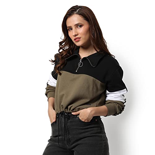 Image of PINACOLADA Women Cotton Zipper Sweatshirt Relaxed Fit for Casual Wear | Full Sleeves | Stylish Sweatshirt Crafted with Comfort Fit and High Performance for Everyday Wear