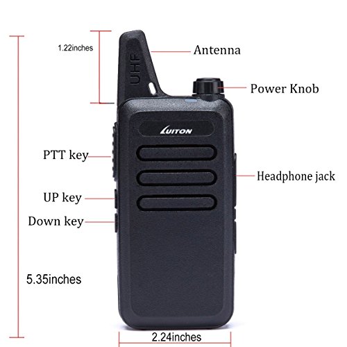 Walkie Talkies LT-316 GMRS Outdoor Camping Hiking Hunting Uhf Mini Walkie Talkies 3 Watts Output 5-10 Miles Range Micro USB Charging Amateur Two Way Radio (Pair) (Black) - Thumbnail 2