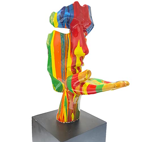 Improvinglife Sculpture Human Model Face Abstract 55 Cm High Colorful Resin Statue Home Decor Masterpiece Size:55 * 30 * 72Cm #TOP3