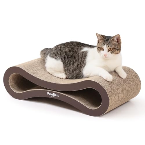 Paws NEST Scratch Lounge for Cats 21.6 Inch Cat Lounger Scratcher Infinity Cat Scratcher Reversible Non-Toxic & Durable Includes Premium Organic Catnip