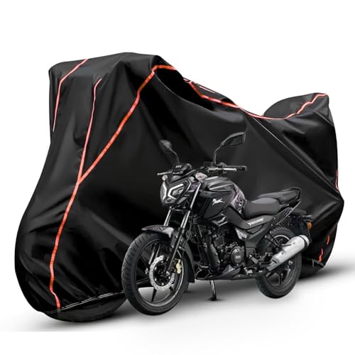 Image of Waterproof Bike Body Cover Compatible with Tvs Raider Dustproof Scratchproof - Motorcycle Cover for Two Wheeler, Outdoor Full Cover with UV, Duty, Rain Protection (Black & Red) R1