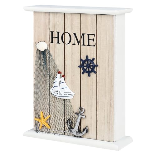 Yytech Caja De Madera Para Llaves Vintage, Armario Llaves Pared, Caja Llaves Pared, Con 6 Ganchos Para Llaves De Madera Para Hogar Recibidores Entrada, Pasillo, Dormitorio, Blanco