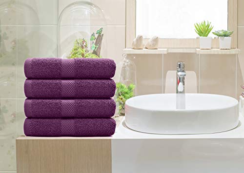 Dan River Luxury Hand Towels Set Pack Of 6 (16X28 In) 100% Ring Spun Cotton, Ultra Soft, Lightweight And Highly Absorbent, Perfect For Salon, Spa, Gym, Shower, Hotel And Bathroom, 600 Gsm – Purple #TOP6