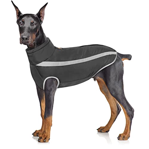 Idepet Wasserdichter Hundemantel Winter Warme Jacke, Winddichte Haustierkleidung Hundejacke Outfit für kleine mittelgroße Hunde mit Geschirrloch XL-6XL