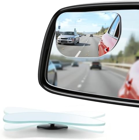 LivTee XLarge Blind Spot Mirror, Rounded Rectangle HD Glass Frame...