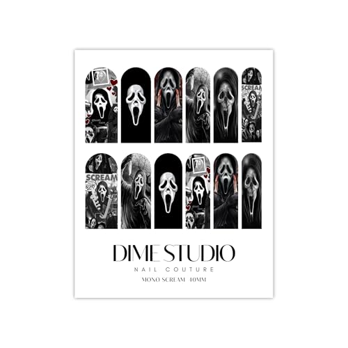 Ghost Scream Queen Halloween Nail Decals Slasher Crew Horror Villain Nail Art Water Transfer Nail Wraps for Acrylic, Gel x Press On Nail Extensions (40MM Medium)