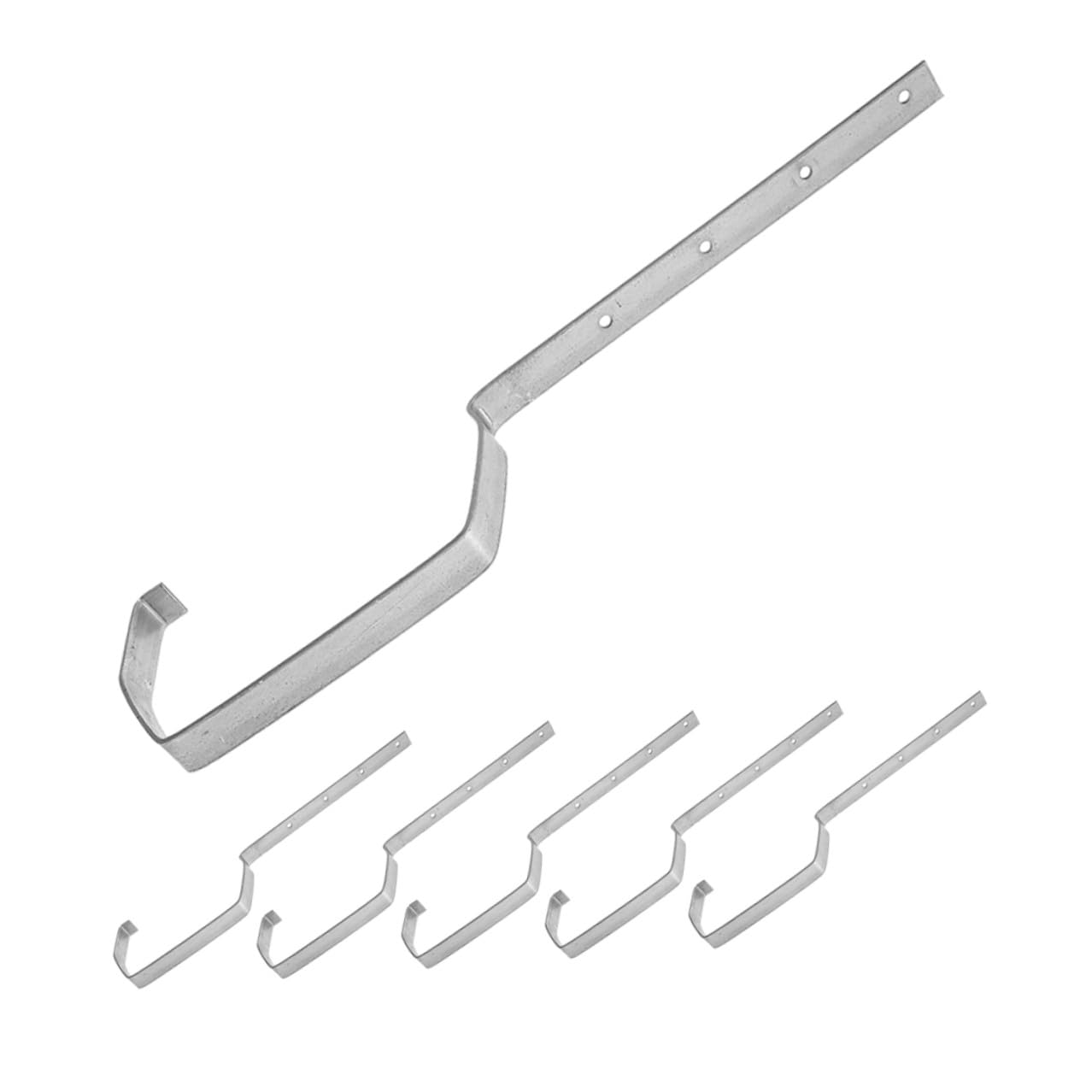 Soportes de Canalón Metálico 6 Piezas de Hierro Plata | Compatibilidad Versátil, Resistente Intemperie, Conexión Continua y Drenaje Mejorado