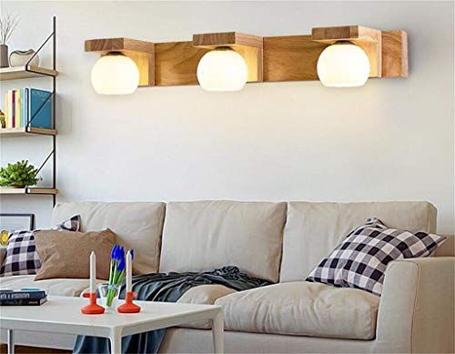 Applique de chevet en bois noble et design rétro américain à 3 lampes