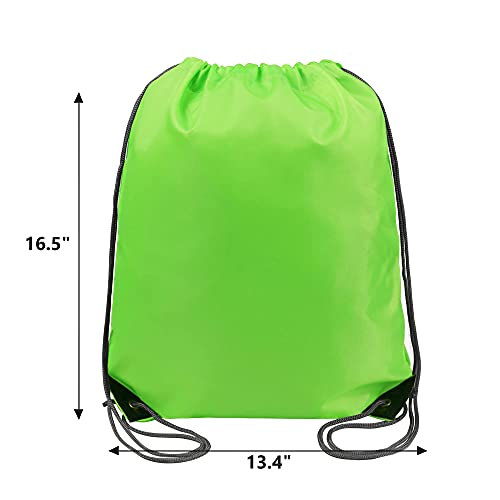 Image of BeeGreen 20 Pieces Green String Bags Bulk Lightweight Durable Drawstring Gym Backpacks for Christmas Travel Sports Plain Cinch Storage Sackpack Bags for Women and Men