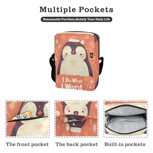 Cartoon Penguin Orange messenger bag for women crossbody crossbody bag women's crossbody handbags Adjustable Strap for work School2