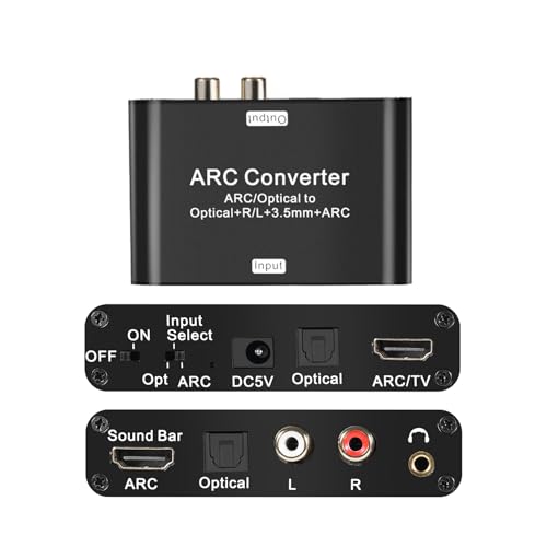 Extractor de audio HDMI ARC con salidas RCA L/R, coaxial SPDIF y convertidor DAC de 192 KHz