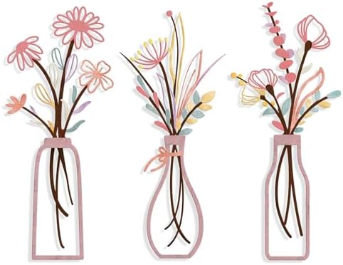 Pigort 3 Pieces Metal Flowers Wall Arts - Rustic Farmhouse Style ...