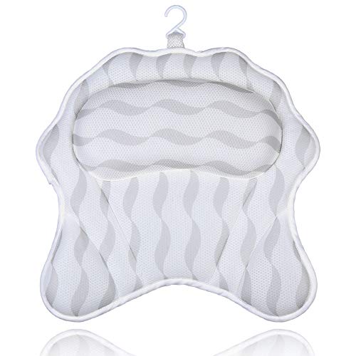 Bath Pillow, SurSoul Luxury Bathtub Pillow with Large Non-slip Suction Cups, Quick Dry Spa Pillow, Bath Neck Pillow for Tub