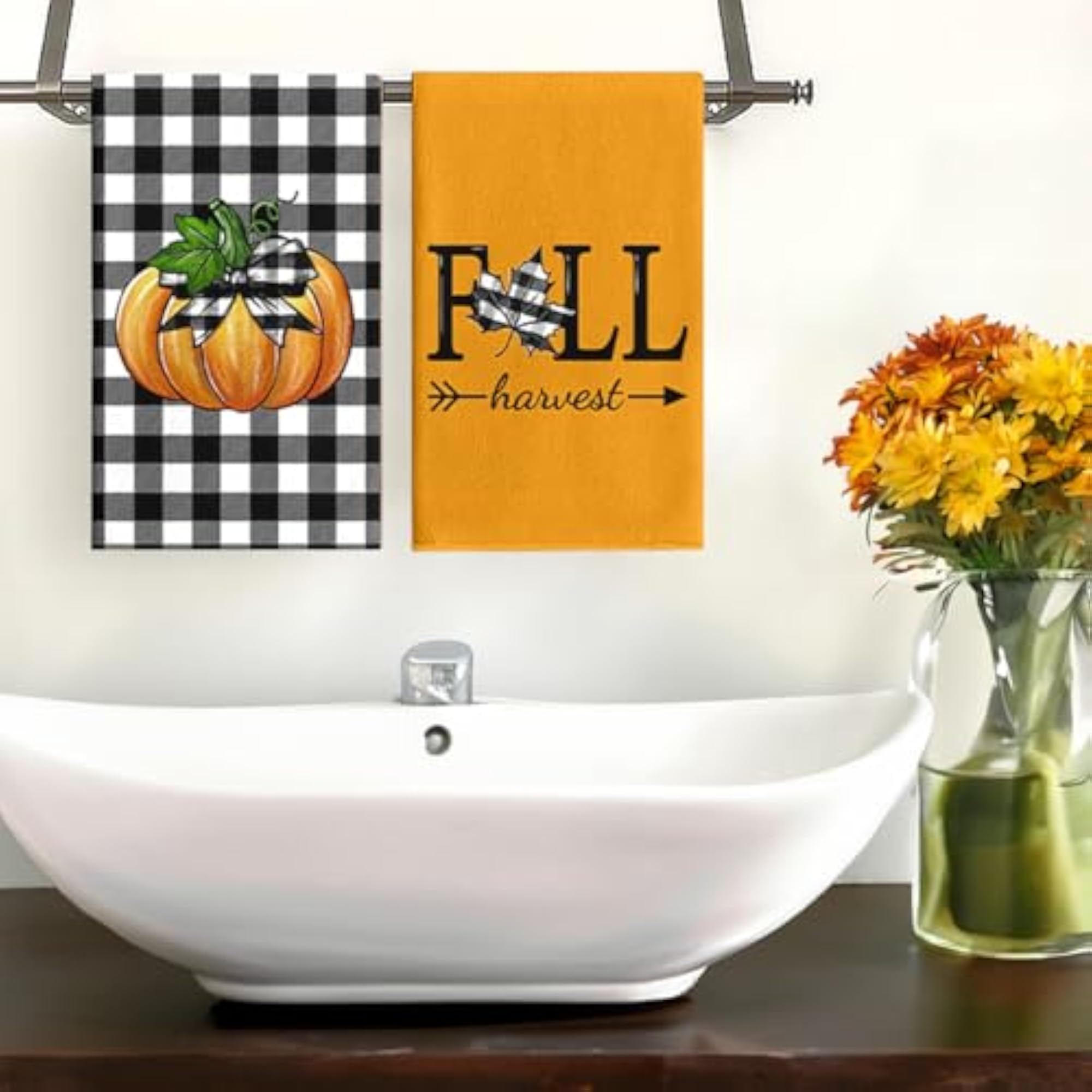 Fall Hand Towels Set of 2, Autumn Decor
