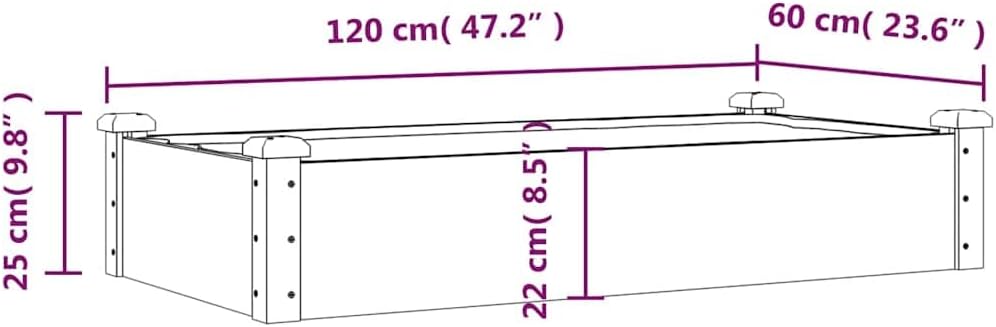 Rustic Fir Wood Raised Garden Bed 47.2 x 47.2 x 9.8 in Outdoor Planter Box with Open Bottom for Drainage, Oiled Brown Rectangular Elevated Garden Bed for Patio, Yard, Balcony