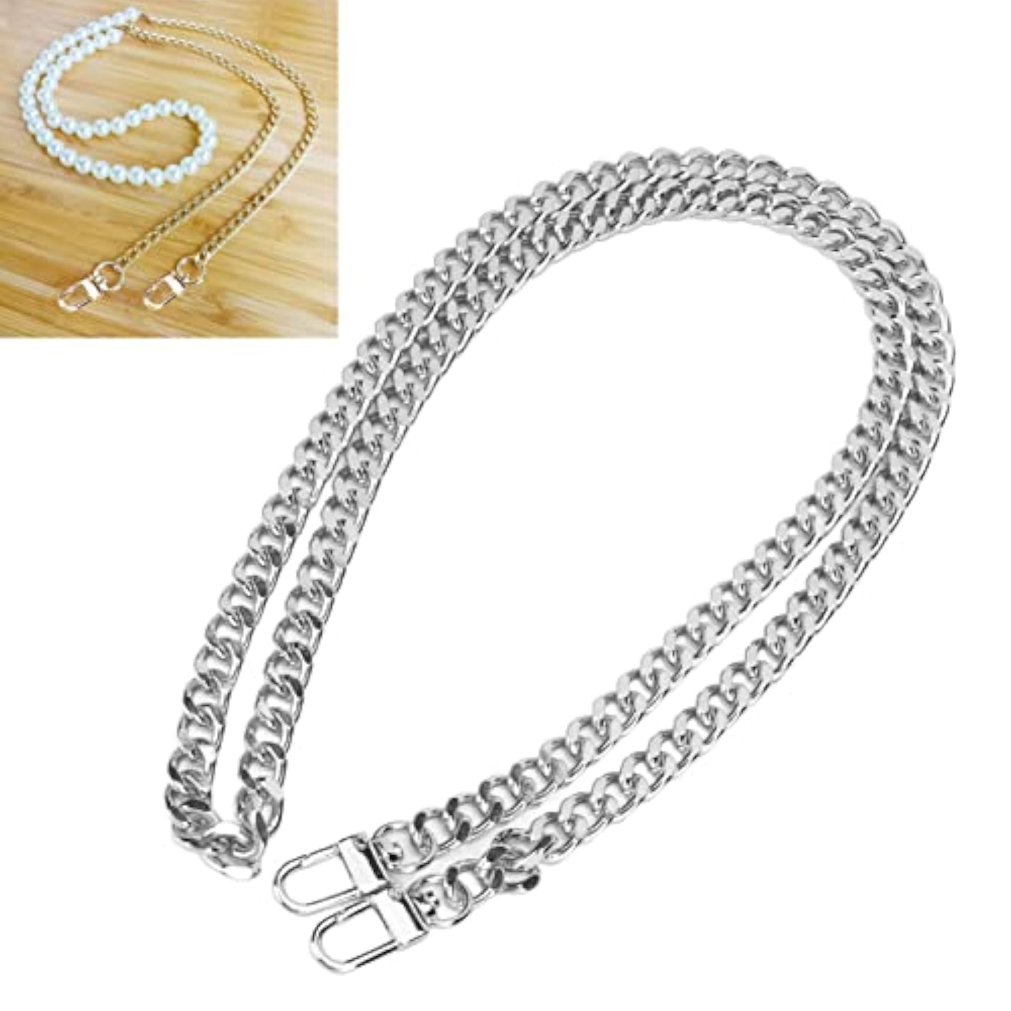5pc Silver Metal Curb Chain Anklet Set, Rustproof