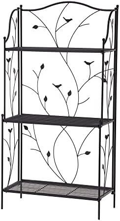 glitzhome Plant Stand Metal Rack 3 Tier Flower Pot Organizer Multiple Holder Shelf for Indoor Outdoor Garden, Black