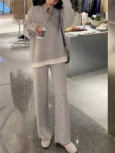 Ensemble 2 pièces décontracté avec pull manches longues et pantalon large fluide