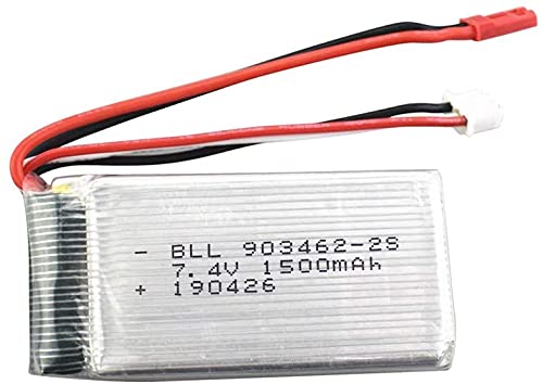 YUNIQUE GREEN-CLEAN-POWER - Batería Lipo Recargable 7.4V 1500mAh | Compatible con WLtoys V912 V262 A949V V913 L959 L979 Q212G | Eficiencia Energética, 70X35X22 - 92 Gr, Plata