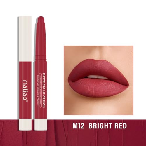 Image of Maliao Matte Cat Lip Crayon: Transfer-Proof & Lightweight (12-BRIGHT RED)