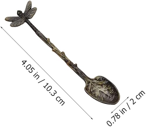 Miniatura 2 de Cuchara retro de libélula de 3 piezas Cuchara de café Cuchara de acero inoxidable Cuchara de azúcar creativa Cuchara de té, cuchara de agitador,