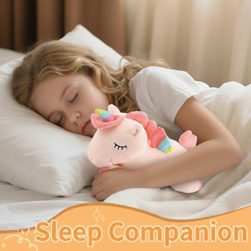Image of Sleeping Unicorn Stuffed Animal, 12 Inches Unicorn Plush Toys for Girls Women Girlfriend, Pink Soft Plush Hugging Pillow, Cute Lovely Stuffed Animal Cuddle Toy Gifts for Valentine Christmas Birthday