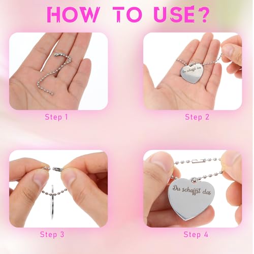 50 Stück Kugelkette 10cm Schlüsselanhänger Kette Edelstahl Perlen Rollenkette 2.4 mm Metall Hängekette Kugelkette mit Verschluss für Dog Tag Kette DIY Schmuckherstellung Schlüsselanhänger Basteln