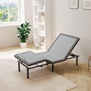 ESHINE Adjustable Bed Frame Smart Bed Twin XL – Upholstered Bed Base with Massage, Wireless Remote, Ergonomic Foot&Head Incline, Zero Gravity, Dual USB Ports, Under Bed Light, 3100 Series Grey
