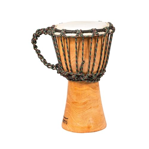 Terre Djembe Handmade Drum 10 Tall 5-6 Head Mahogany Wood Goat Skin