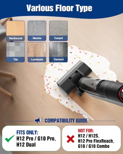 Image of Roller Brush + HEPA Filter for Dreame H12 Pro, H12 Dual & G10 Pro, 2+2 Pack | NOT for G10, G10 Combo, H12, H12 Max or H12 Pro FlexReach. Soft washable roller + HEPA for wood, tile, marble & laminate.