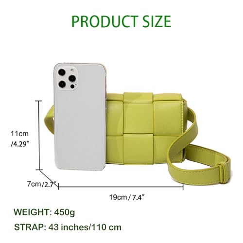 Image of Mini Woven Lether Purse Crossbody, Waist Pack Bag with Adjustable Belt, Fanny Packs Purse, Shoulder Handbags (Black)