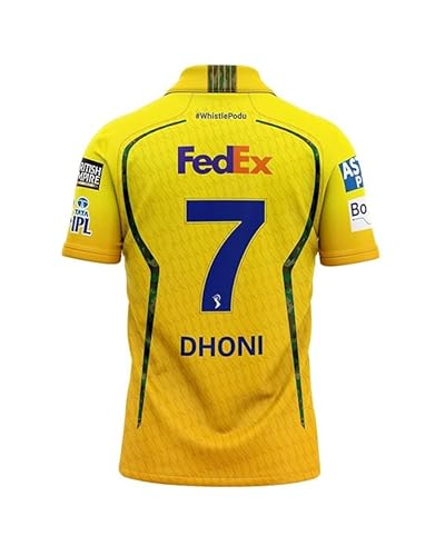 Image of Csk New Cricket Team Jersey 2026 /27 Dhoni 7 for Kids,Boys & Men