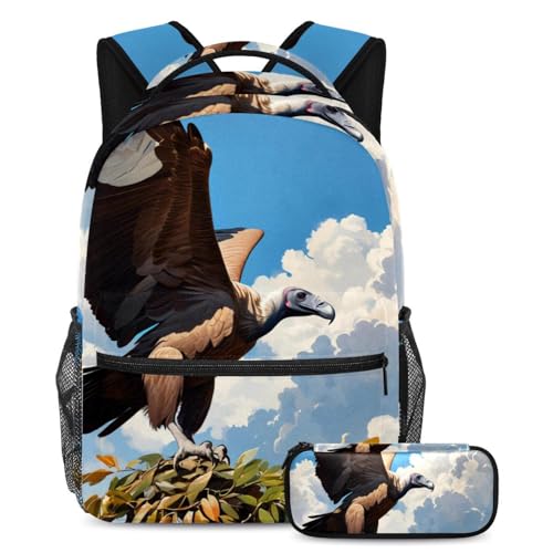 Sac à dos vautour grand volume avec trousse scolaire ergonomique antichoc