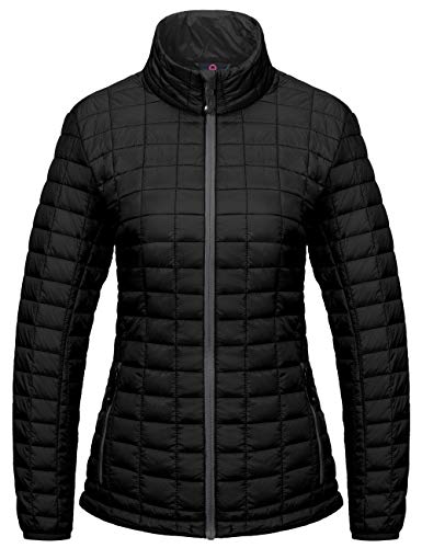 Little Donkey Andy Women's Puffer Jacket, Lightweight Fleece Lined Hiking Jacket with Post-Consumer Synthetic Insulation Black M