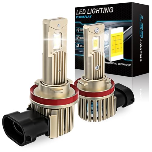 AUXIRACER H11/H9/H8 LED Bombillas, 55000 lúmenes 6500K, Diseño con Ventilador Silencioso, Adecuadas como Recambio de Lámparas Halógenas para Coches y Motos, Vida útil de 60000 Horas (Paquete 2)
