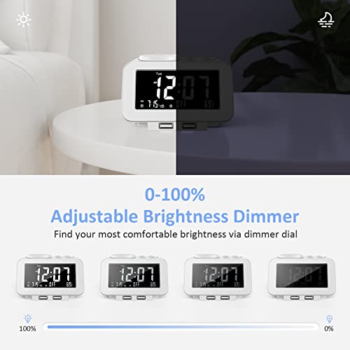 Uscce HU-XI-201 Digital Alarm Clock Radio - 0-100% Dimmer, Dual Alarm With Weekday/Weekend Mode, 6 Sounds Adjustable Volume, Fm Radio W/Sleep Timer, 2 Usb Charging Ports, Thermometer, Battery Backup thumb #1