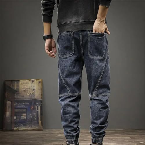 Men’S Y2K Vintage Stylish Loose Fit Baggy Tapered Harem Jeans Drawstring Midweight Slight Stretch Appliques Cowboy Pants3