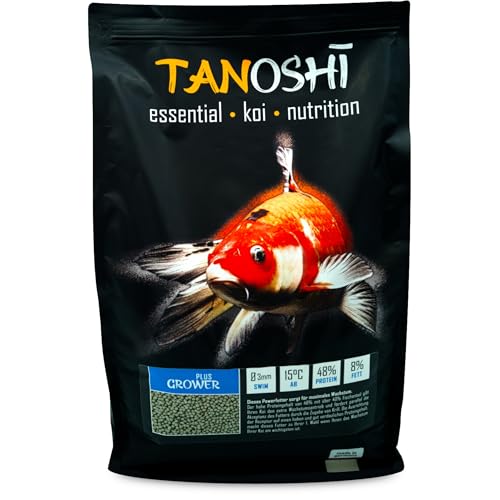 Tanoshi Koifutter - Grower Plus 5 kg 3mm | Schwimmendes Allein-Koifutter für maximales Koi-Wachstum mit Lachsöl und Krill…