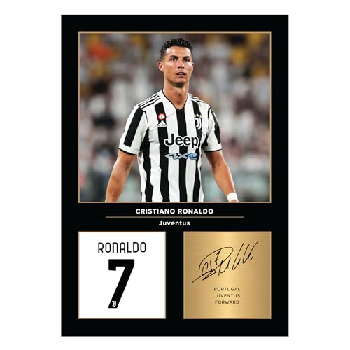 Icons Wall Art Foto stampata di Cristiano Ronaldo Juventus, formato A4, regalo per i tifosi della Juventus, riproduzione digitale, senza cornice
