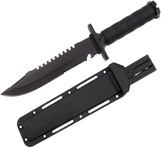 KS-11 Knife Outdoor Messer 35cm Länge - Bushcraft Messer mit rutschfesten Griff perfekt als Gürtelmesser - Schnitzmesser oder Jagdmesser incl. Kunststoffholster