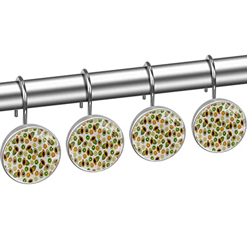 Crochets rideau de douche inox 12 pcs : fruits exotiques colorés pour salle de bain - 3