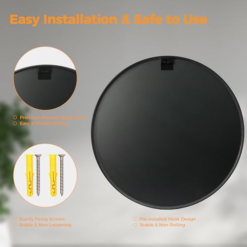 Image of NEWBULIG 24 Inch Round Wall Mirror, Bathroom Mirrors for Over Sink