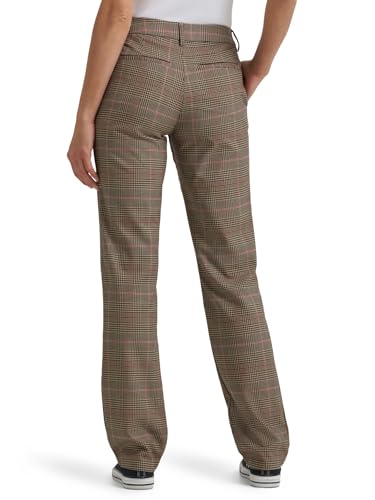 Lee Women's Wrinkle Free Relaxed Fit Straight Leg Pant, Straw Plaid3