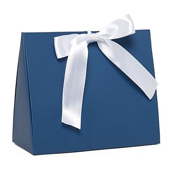 50ea - 6-1/2 X 3 X 5-1/2 Navy Peekaboo Box W/Satin Ribbon Gusset - 3
