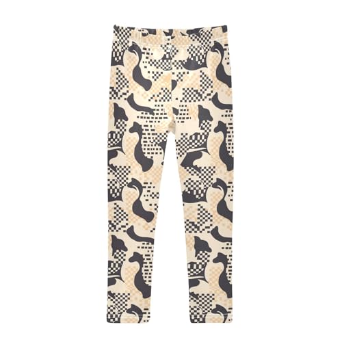 KLL Houndstooth Black and Whitoddler Girl Basic Leggings Soft Full Length Lounge Pants Sports